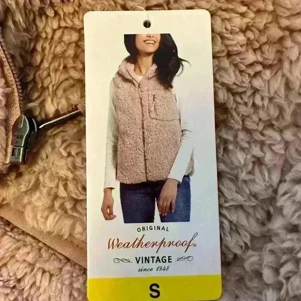 Weatherproof Vintage NWT Ladies' Comfy Teddy Bear Vest Blushing Pink Size S